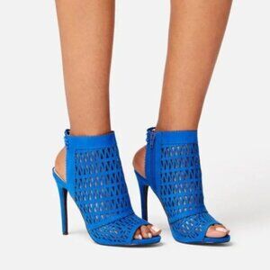 JustFab Robyn Royal Blue Cutout Open-Toe Heeled Sandals Size 6.5